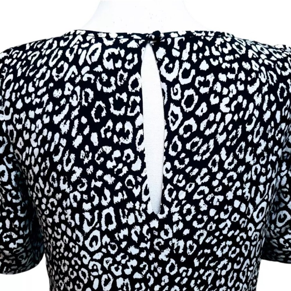 JOIE Angeni Dress, Black White Leopard Cheetah Print Puff Sleeve Casual Boho, S - Picture 7 of 16